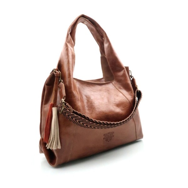 Sac CARAMELO Patricia cognac en cuir avec bandoulière