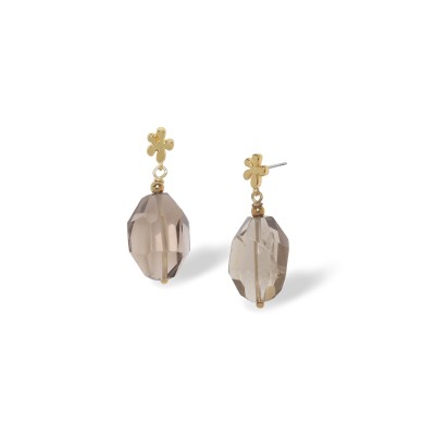 Boucles d'oreilles NATURE Belle de Nuit en quartz fumé