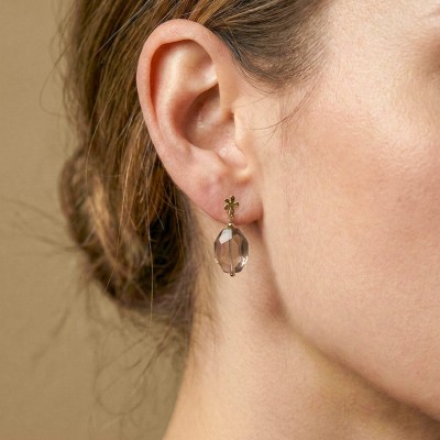 Boucles d'oreilles NATURE Belle de Nuit en quartz fumé