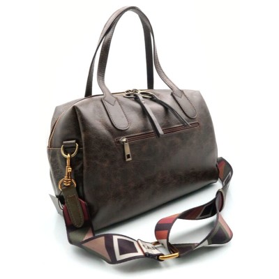 Sac CARAMELO Piper en cuir marron avec bandoulière fantaisie