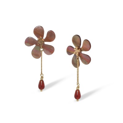 Boucles d’oreilles Nature Belle de Nuit en nacre brune