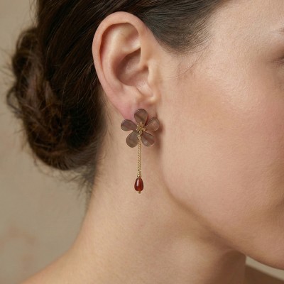 Boucles d’oreilles Nature Belle de Nuit en nacre brune