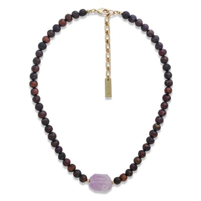Collier Belle de Nuit Nature Bijoux en améthyste brute