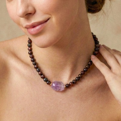 Collier Belle de Nuit Nature Bijoux en améthyste brute