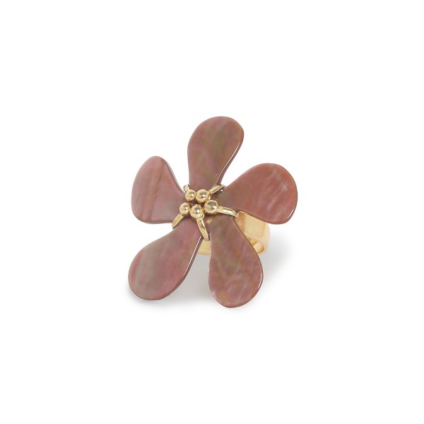 Bague Belle de Nuit Nature Bijoux fleur en nacre brune