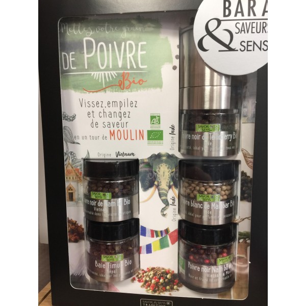 Bar à saveurs Poivres Savor et Sens BIO 5 origines différentes