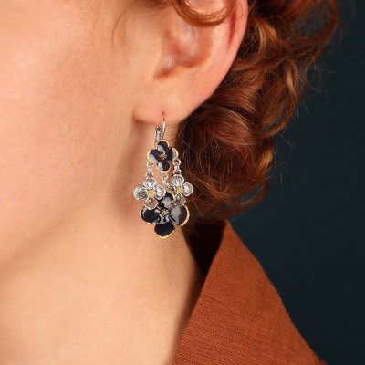 TARATATA bijoux Boucles d’oreilles Dormeuses Hortensia.