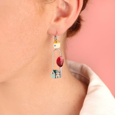 TARATATA bijoux Boucles d’oreilles Dormeuses Mon Petit Village. TARATATA bijoux Boucles d’oreilles Dormeuses Mon Petit Village.