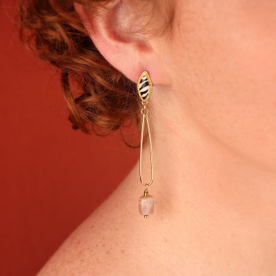 TARATATA bijoux Boucles d'oreilles Puces Zebra. TARATATA bijoux Boucles d'oreilles Puces Zebra.