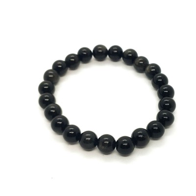 Bracelet Obsidienne Argentée 8 mm Bracelet Obsidienne Argentée 8 mm