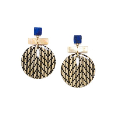 NATURE bijoux Boucles d'oreilles Poussoirs Madame Bogolan. NATURE bijoux Boucles d'oreilles Poussoirs Madame Bogolan.