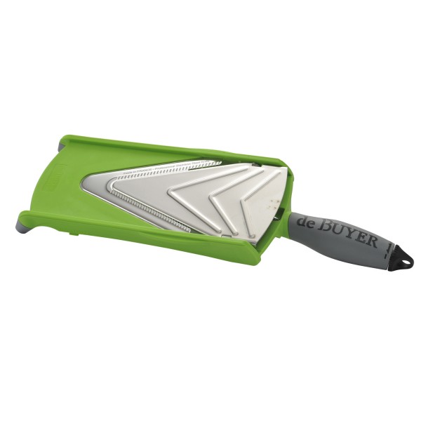 Mandoline simple Kobra en inox et et polypropylène. Lame de qualité professionnelle fabriquée à Thiers.