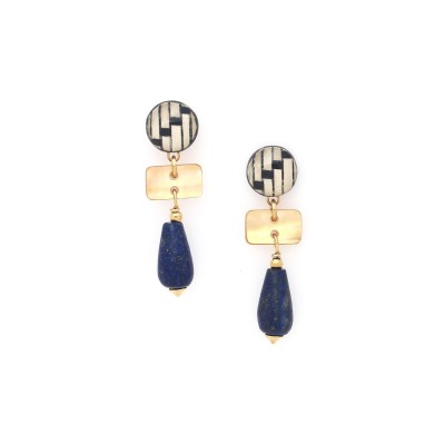 NATURE bijoux Boucles d'oreilles Poussoirs Madame Bogolan. NATURE bijoux Boucles d'oreilles Poussoirs Madame Bogolan.