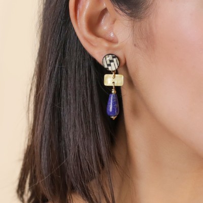 NATURE bijoux Boucles d'oreilles Poussoirs Madame Bogolan. NATURE bijoux Boucles d'oreilles Poussoirs Madame Bogolan.