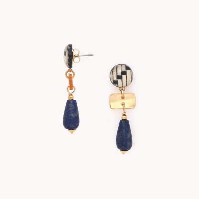 NATURE bijoux Boucles d'oreilles Poussoirs Madame Bogolan. NATURE bijoux Boucles d'oreilles Poussoirs Madame Bogolan.