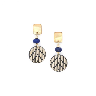 NATURE bijoux Boucles d'oreilles Poussoirs Madame Bogolan. NATURE bijoux Boucles d'oreilles Poussoirs Madame Bogolan.