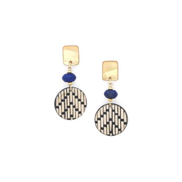 NATURE bijoux Boucles d'oreilles Poussoirs Madame Bogolan.
