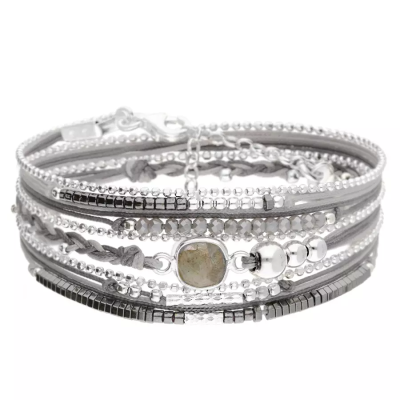 DORIANE Bijoux Bracelet Cassis Gris Polaire.