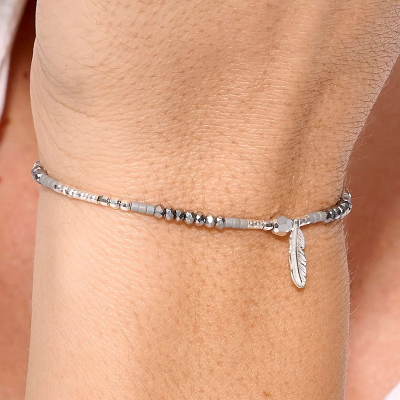 DORIANE Bijoux Bracelet Elastique Plume Merida.