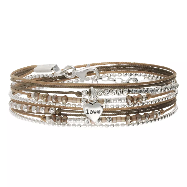 DORIANE Bijoux Bracelet Marron Cœur Love.