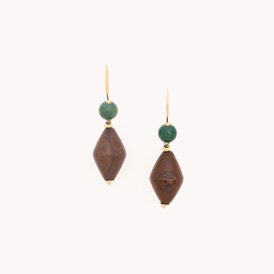 NATURE bijoux Dormeuses Aventurine.