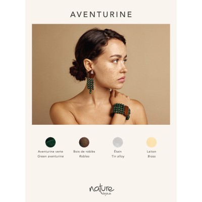 NATURE bijoux Dormeuses Aventurine.