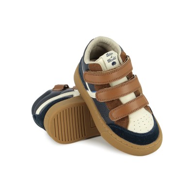 TARTINE ET CHOCOLAT - Baskets Hi Easy- Navy White Camel