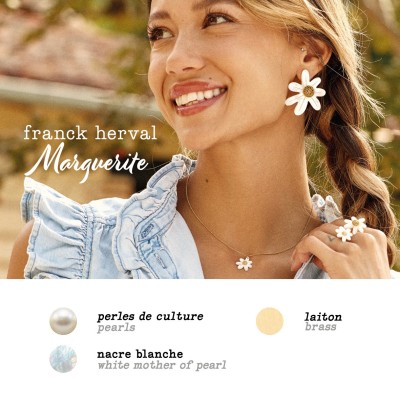 Bague ajustable Marguerite, Marque Franck Herval | Bijoux Totem