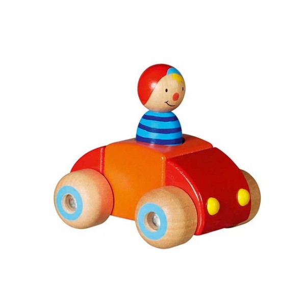 GOKI - Voiture en bois chauffeur et klaxon - Rouge