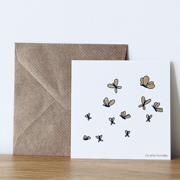 LES PETITES HIRONDELLES - Carte & enveloppe Papillons