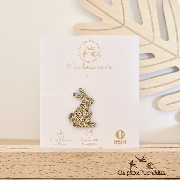 LES PETITES HIRONDELLES - Pin's lapin - Doré
