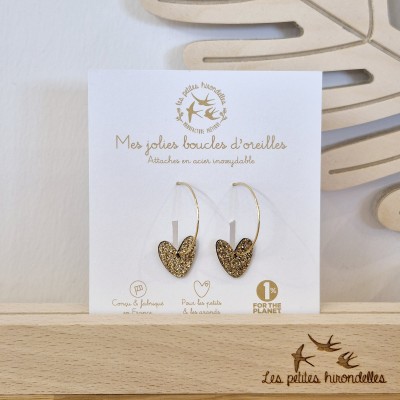 LES PETITES HIRONDELLES - Créoles cœur - Doré LES PETITES HIRONDELLES - Créoles cœur - Doré