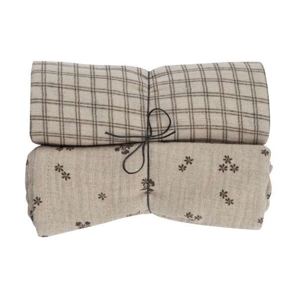 WOOLY ORGANIC - Lot 2 langes en mousseline - Gray carreaux