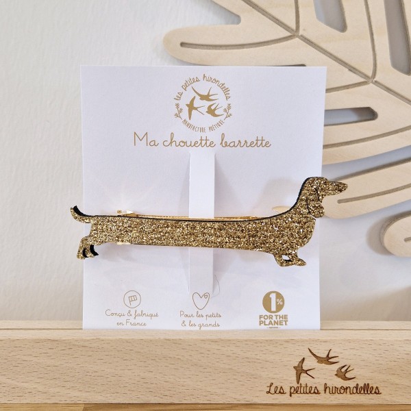 LES PETITES HIRONDELLES - Barrette Clip Teckel - Doré