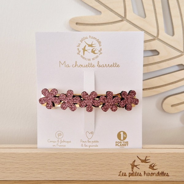 LES PETITES HIRONDELLES - Barrette clip Fleur - Rose