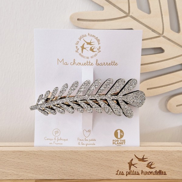LES PETITES HIRONDELLES - Barrette clip Branche de pin - Argent