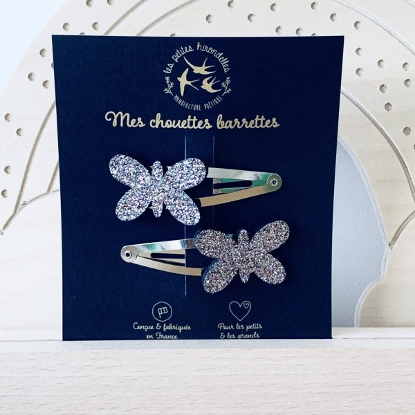LES PETITES HIRONDELLES - Barrettes doubles papillons - Multicolore