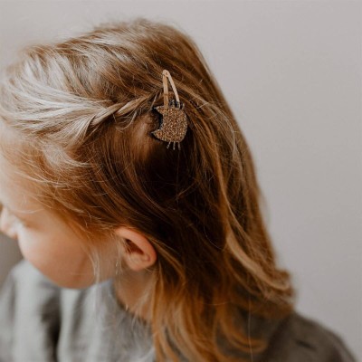 LES PETITES HIRONDELLES - Barrettes doubles chats moustaches - Doré