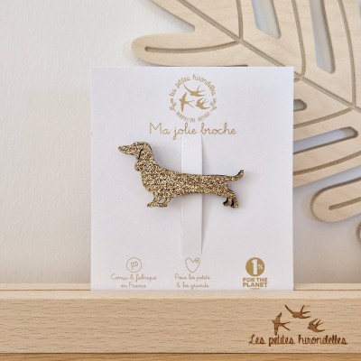 LES PETITES HIRONDELLES - Broche Teckel - Doré LES PETITES HIRONDELLES - Broche Teckel - Doré