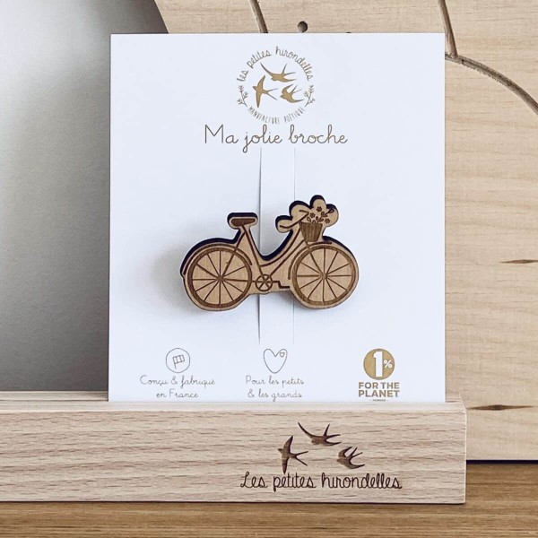 LES PETITES HIRONDELLES - Broche vélo bucolique - Bois