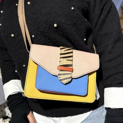 SORUKA - Sac Bandoulière - Fond Jaune - Languette Réversible