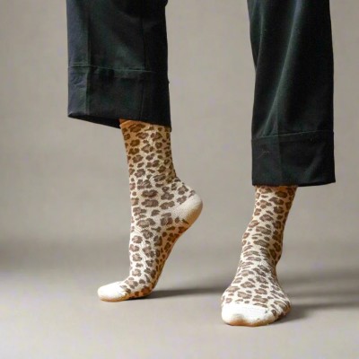 KLUE - Chaussettes à paillettes - Léopard Beige KLUE - Chaussettes à paillettes - Léopard Beige
