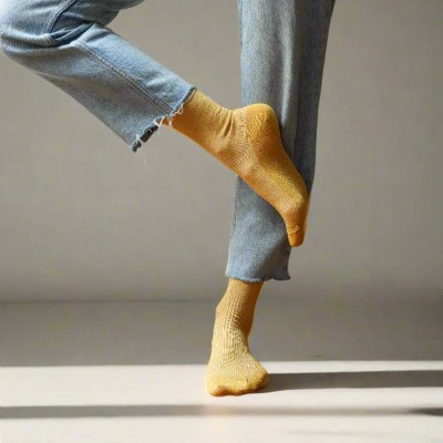 KLUE - Chaussettes à paillettes - Moutarde KLUE - Chaussettes à paillettes - Moutarde