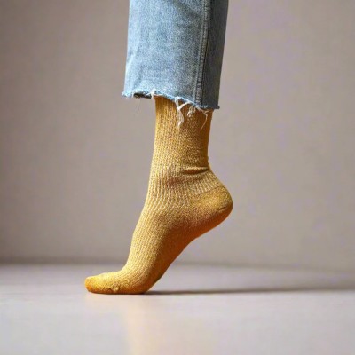 KLUE - Chaussettes à paillettes - Moutarde KLUE - Chaussettes à paillettes - Moutarde