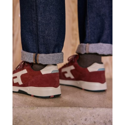 FAGUO - Baskets Suède Olive - Rouge bordeaux FAGUO - Baskets Suède Olive - Rouge bordeaux
