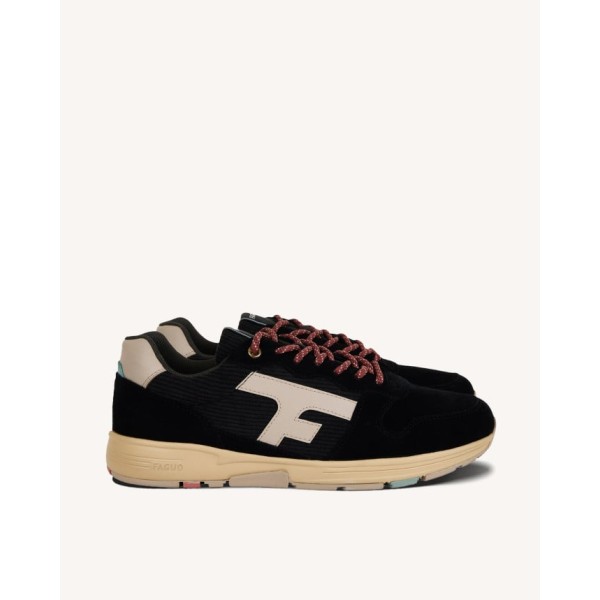 FAGUO - Baskets Suède Olive - Noir