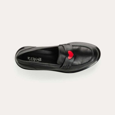 REQINS - Mocassins Jack Cuir - Noir Cœur Rouge REQINS - Mocassins Jack Cuir - Noir Cœur Rouge