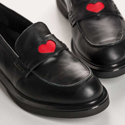 REQINS - Mocassins Jack Cuir - Noir Cœur Rouge REQINS - Mocassins Jack Cuir - Noir Cœur Rouge