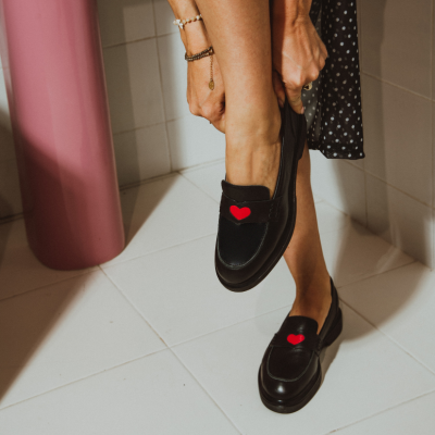 REQINS - Mocassins Jack Cuir - Noir Cœur Rouge REQINS - Mocassins Jack Cuir - Noir Cœur Rouge