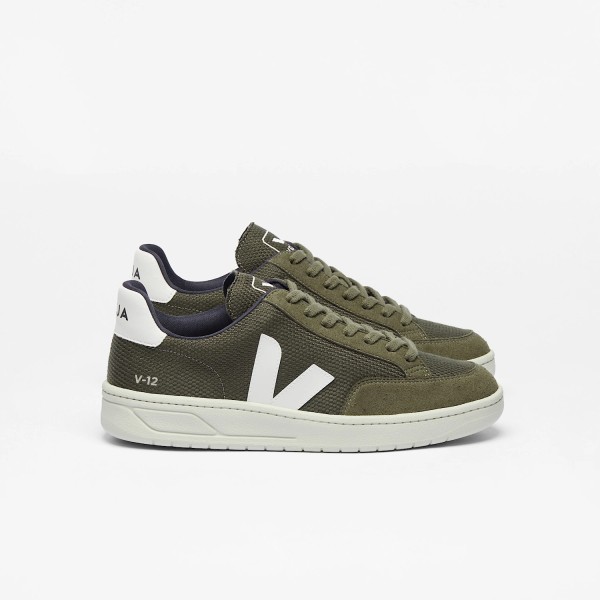 VEJA - Baskets V12 Mesh - Olive White